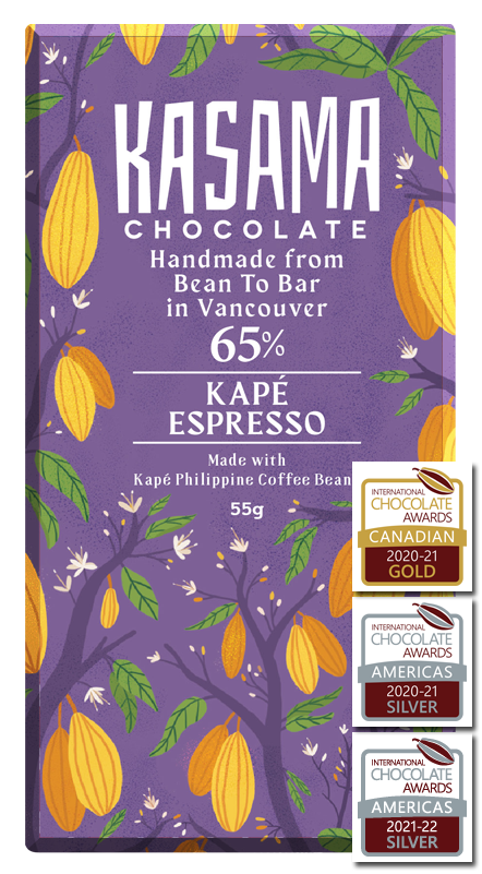 Kape espresso bean-to-bar chocolate bar