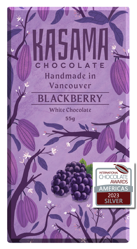 Vegan BC Blackberry bean-to-bar White Chocolate