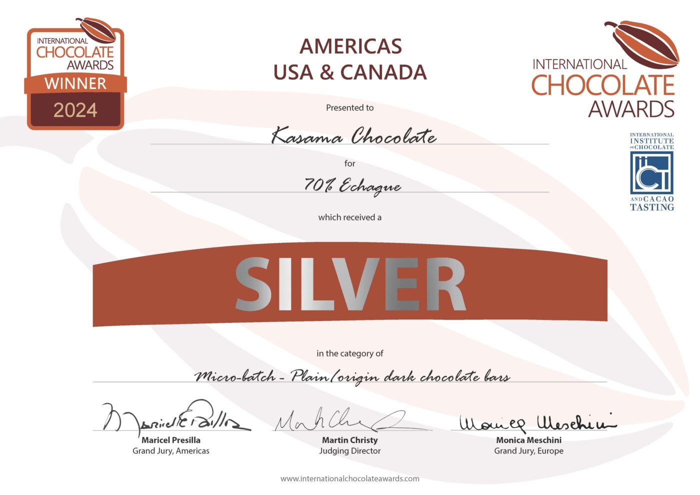 Echague 70% Kasama Chocolate Americas Silver ICA
