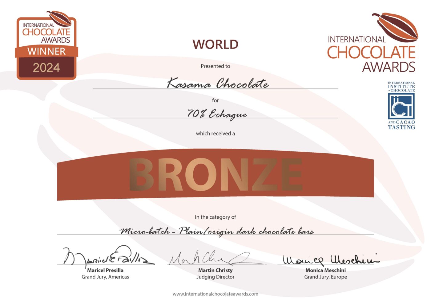 Echague 70% Kasama Chocolate World Bronze ICA
